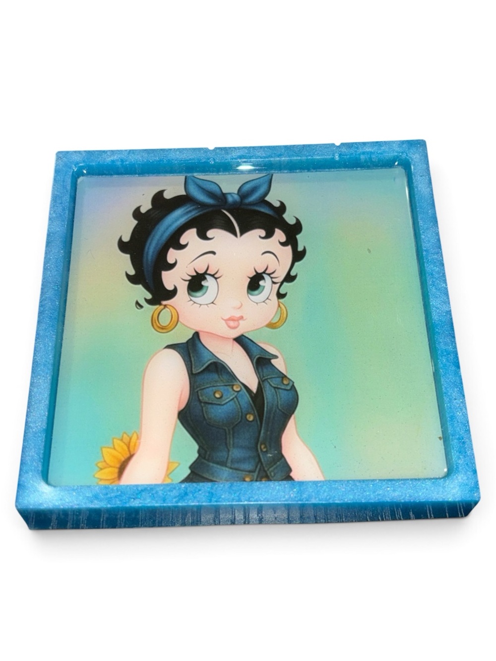 NORE’S NOVELTIES Single Square Handcrafted Beverage Coaster “GARDENING BETTY”